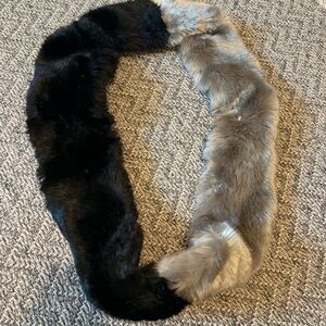 Elegant Black and Gray Fur Scarf